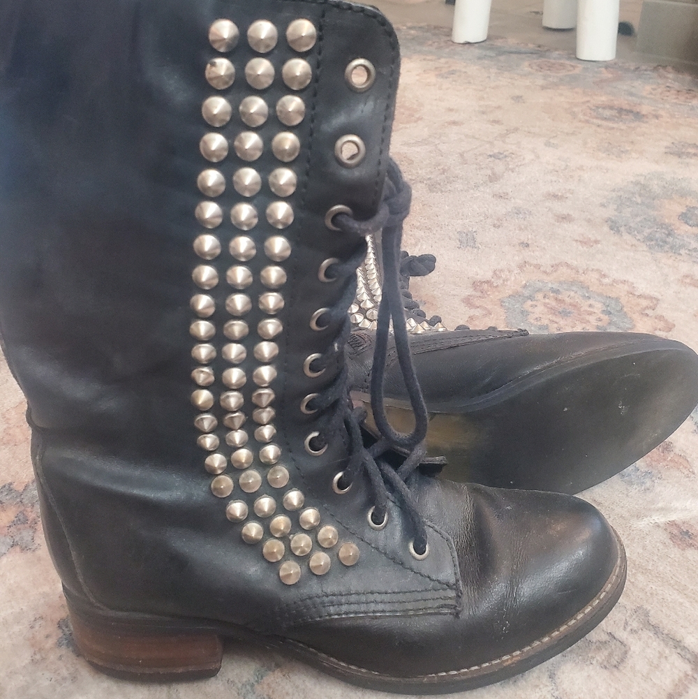 Steve Madden Black Studded Combat Boots